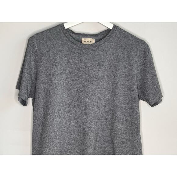 Sezane Conrad Cotton Short Sleeve Round Neck T-Shirt Mottled Gray Women's Small - Picture 3 of 7